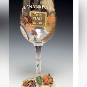 Lolita Festive Harvest Thanksgiving Wine Glass with 3 D design